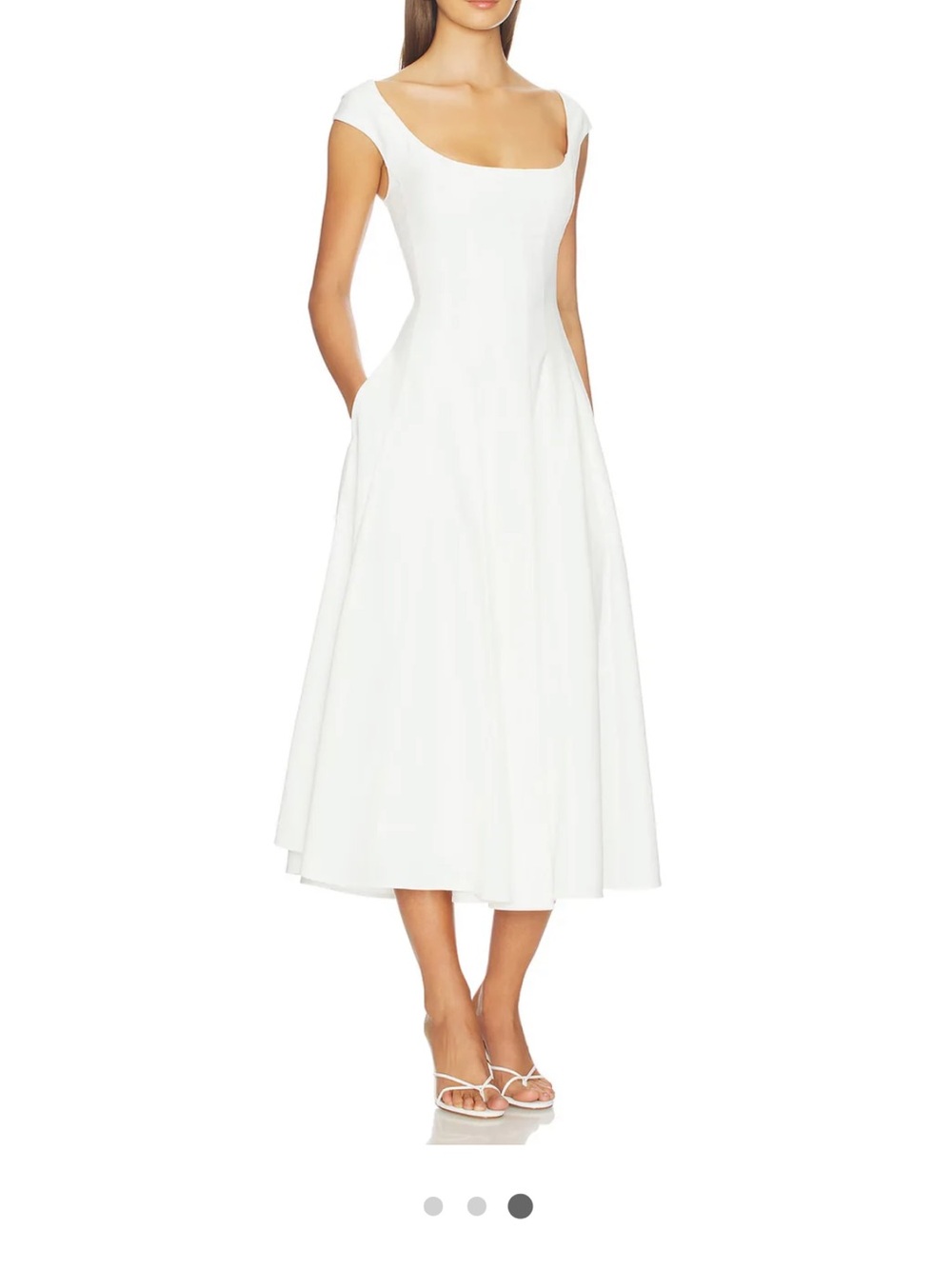 Danielle Guizio White Scoop-Neck Midi Dress